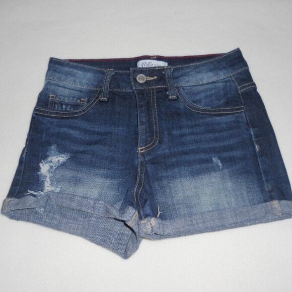 Pello Jean Shorts Ladies/Juniors Size S Cuffed Distressed High Waist Stretchy - Picture 1 of 5